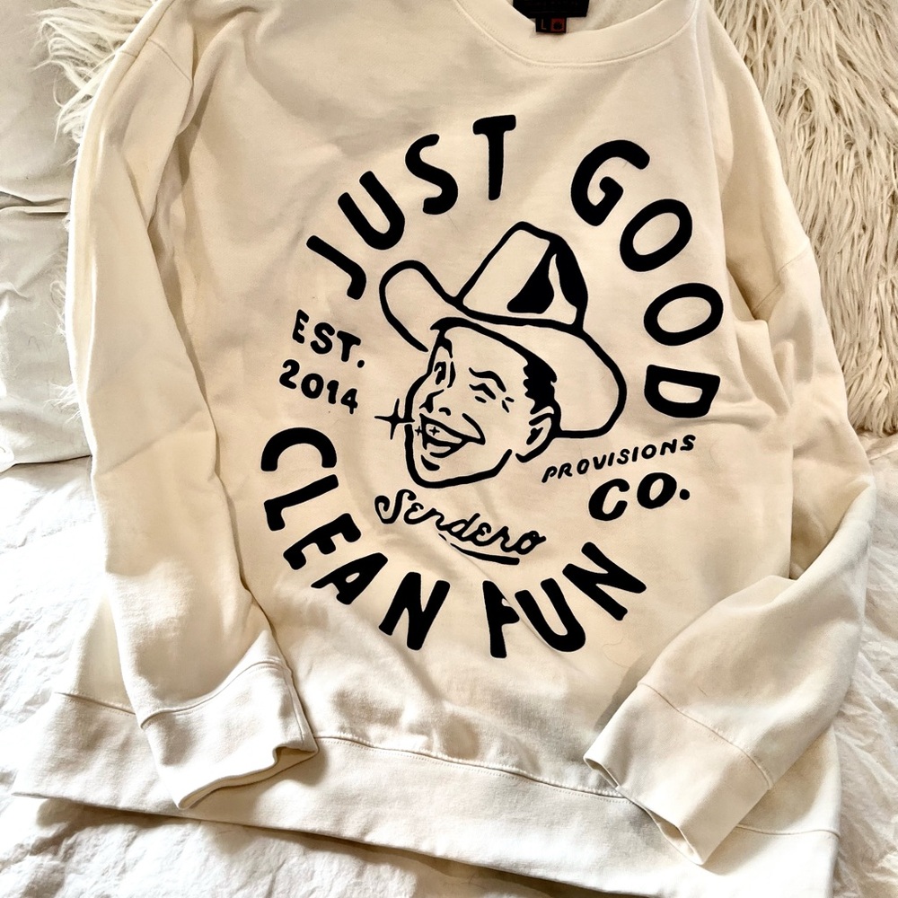 Cowgirl Cowboy Sweatshirt 'Just Good Clean Fun'   NWOT size Large/XL